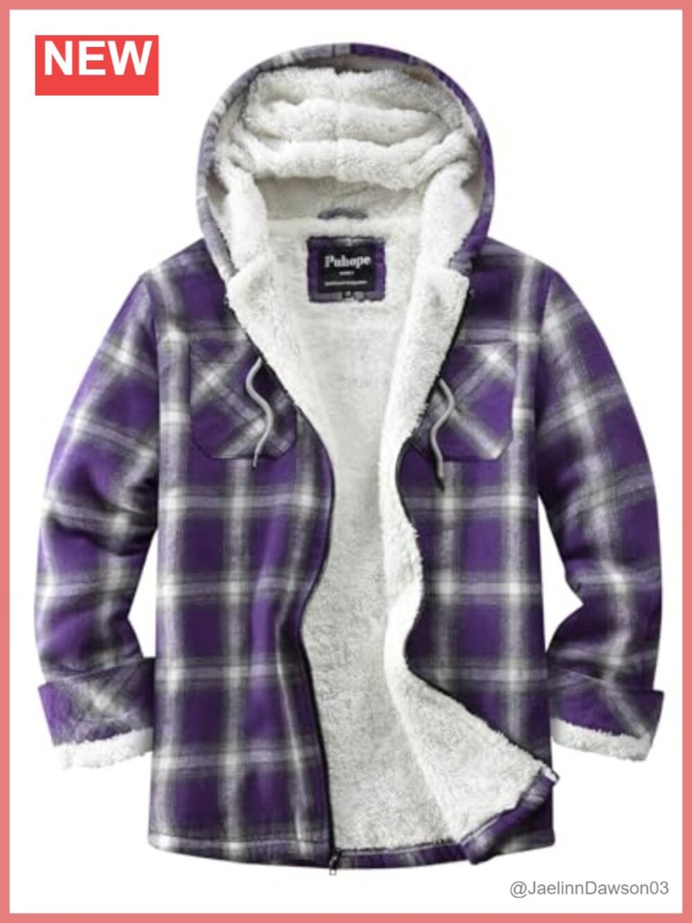Womens Sherpa Lined Flannel Plaid Fleece Zip Up Hooded Jacket